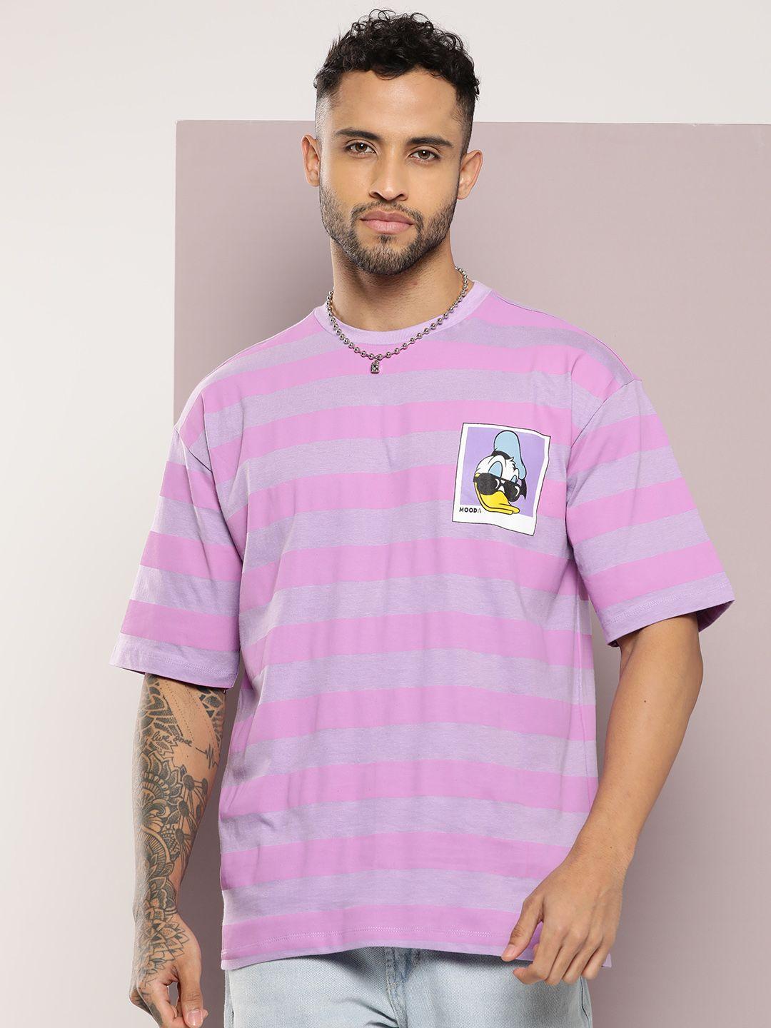kook n keech donald duck placement print striped oversized cotton t-shirt