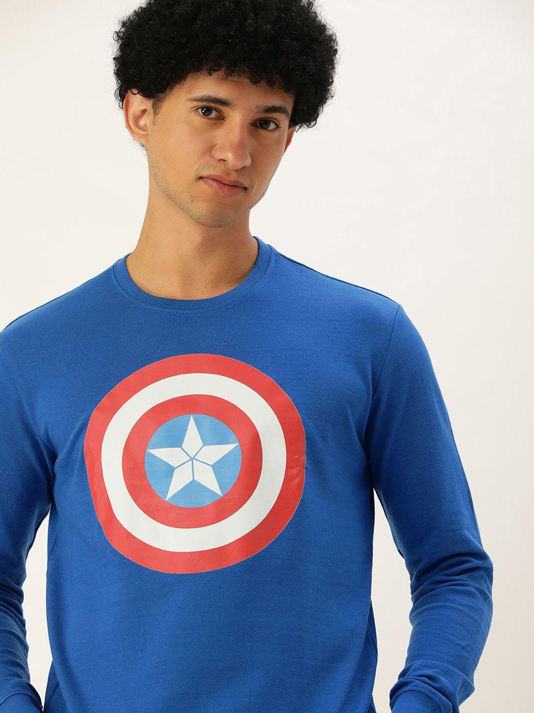 kook n keech men blue captain america printed sweatshirt