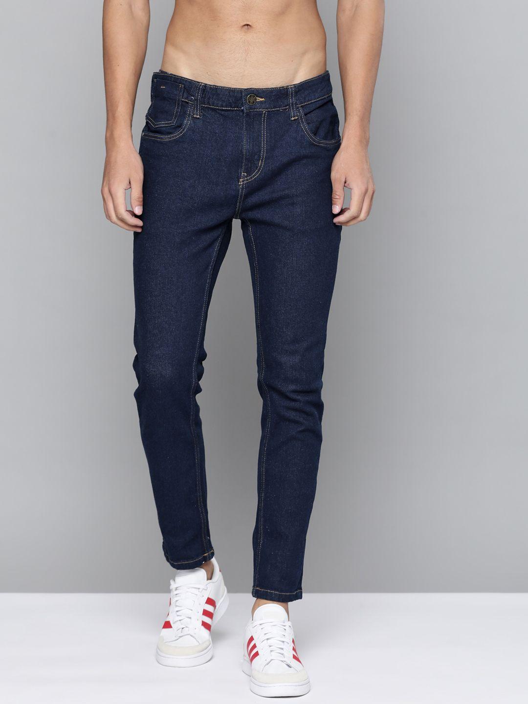 kook n keech men navy blue super skinny fit low-rise stretchable jeans
