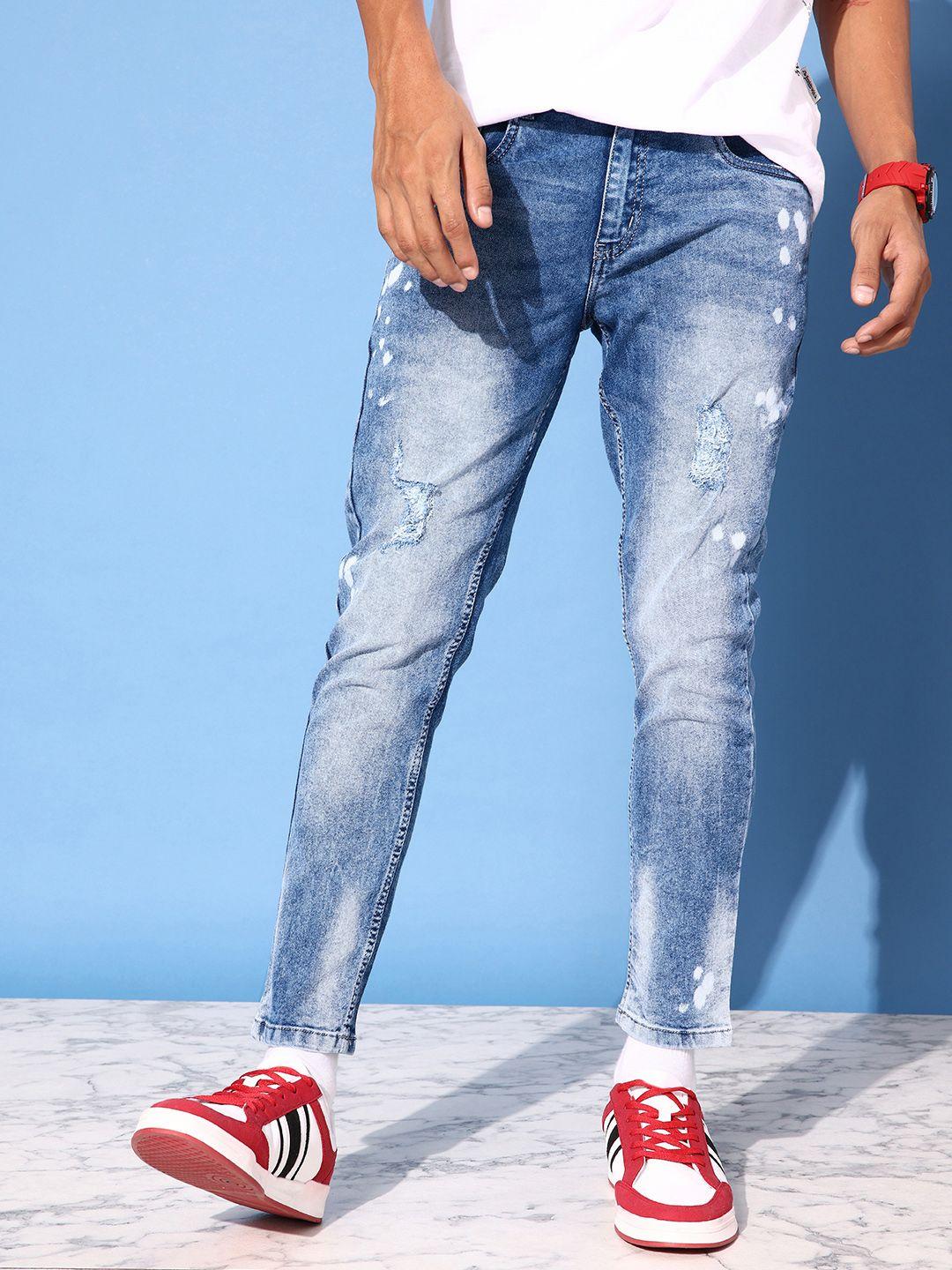 kook n keech men tapered fit ripped heavy fade bleached stretchable low and loose jeans
