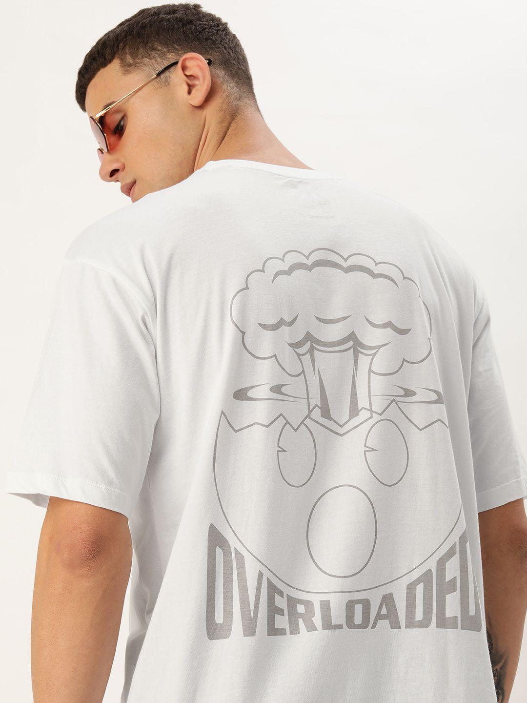 kook n keech pure cotton typography printed drop-shoulder sleeves oversized t-shirt