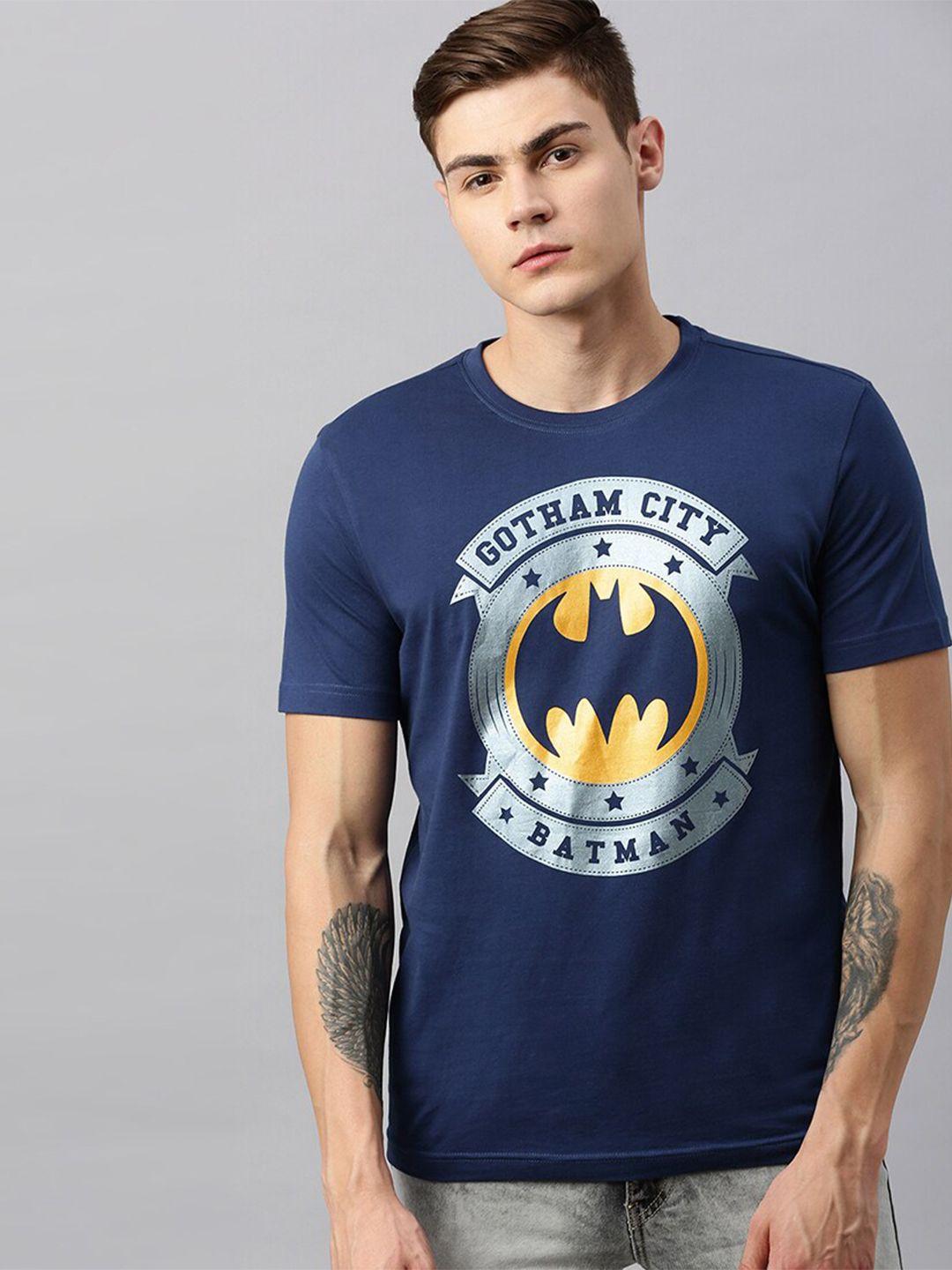 kook n keech batman men navy blue printed cotton t-shirt