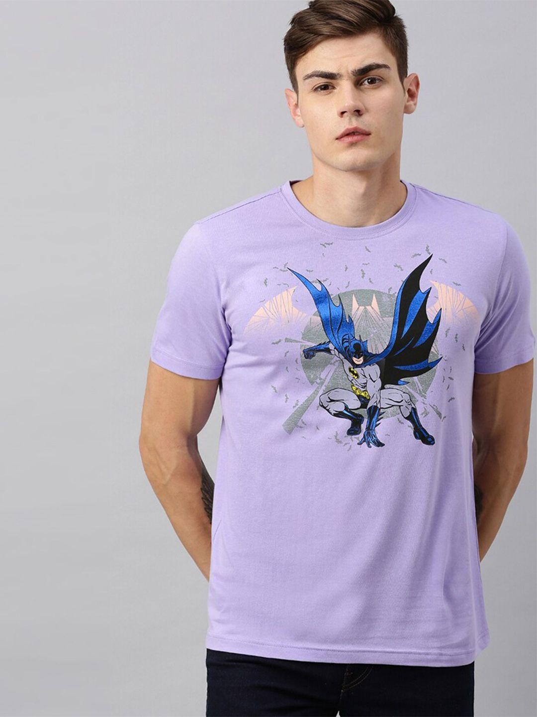kook n keech batman men violet printed cotton t-shirt