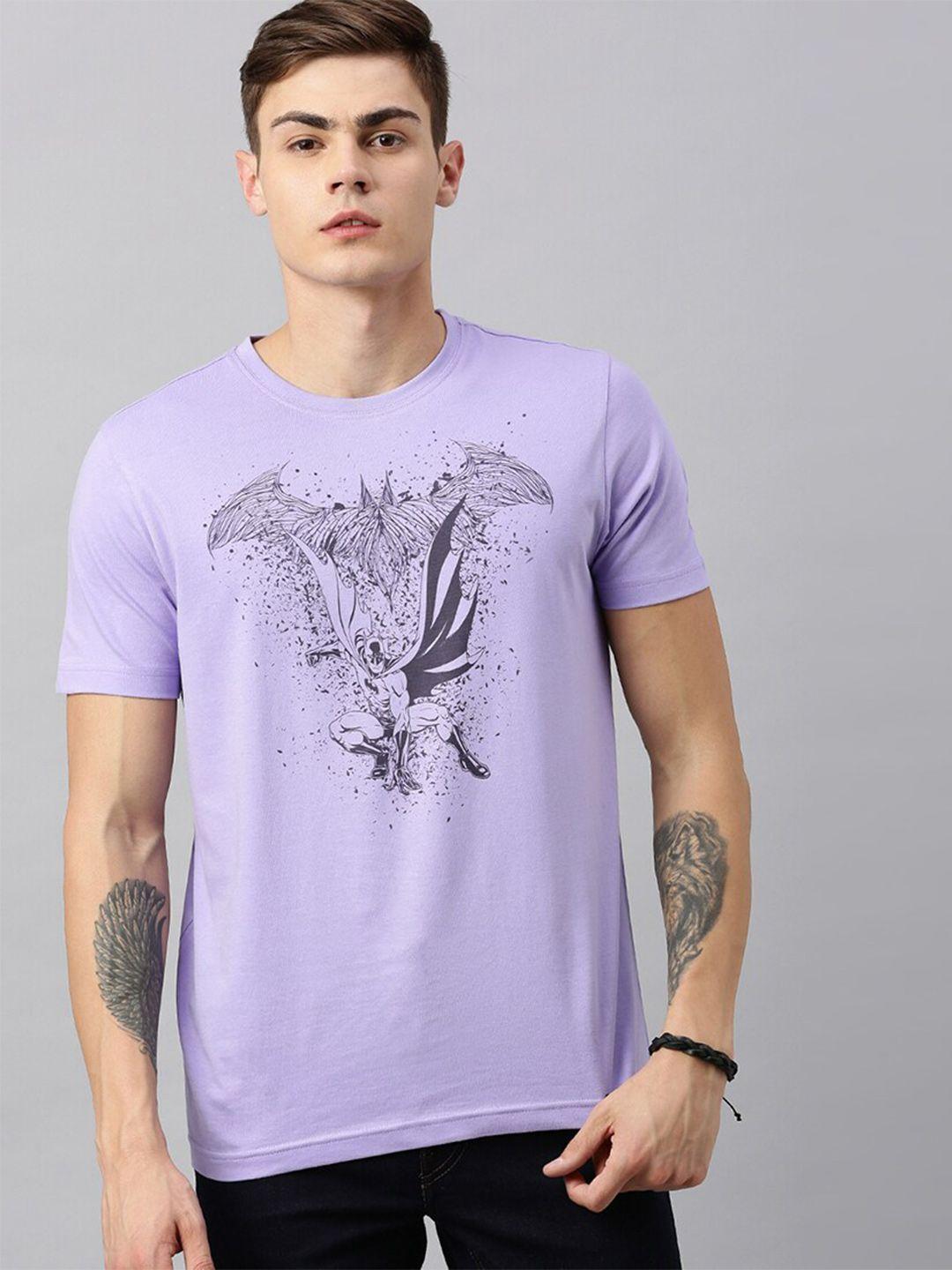 kook n keech batman men violet printed cotton t-shirt