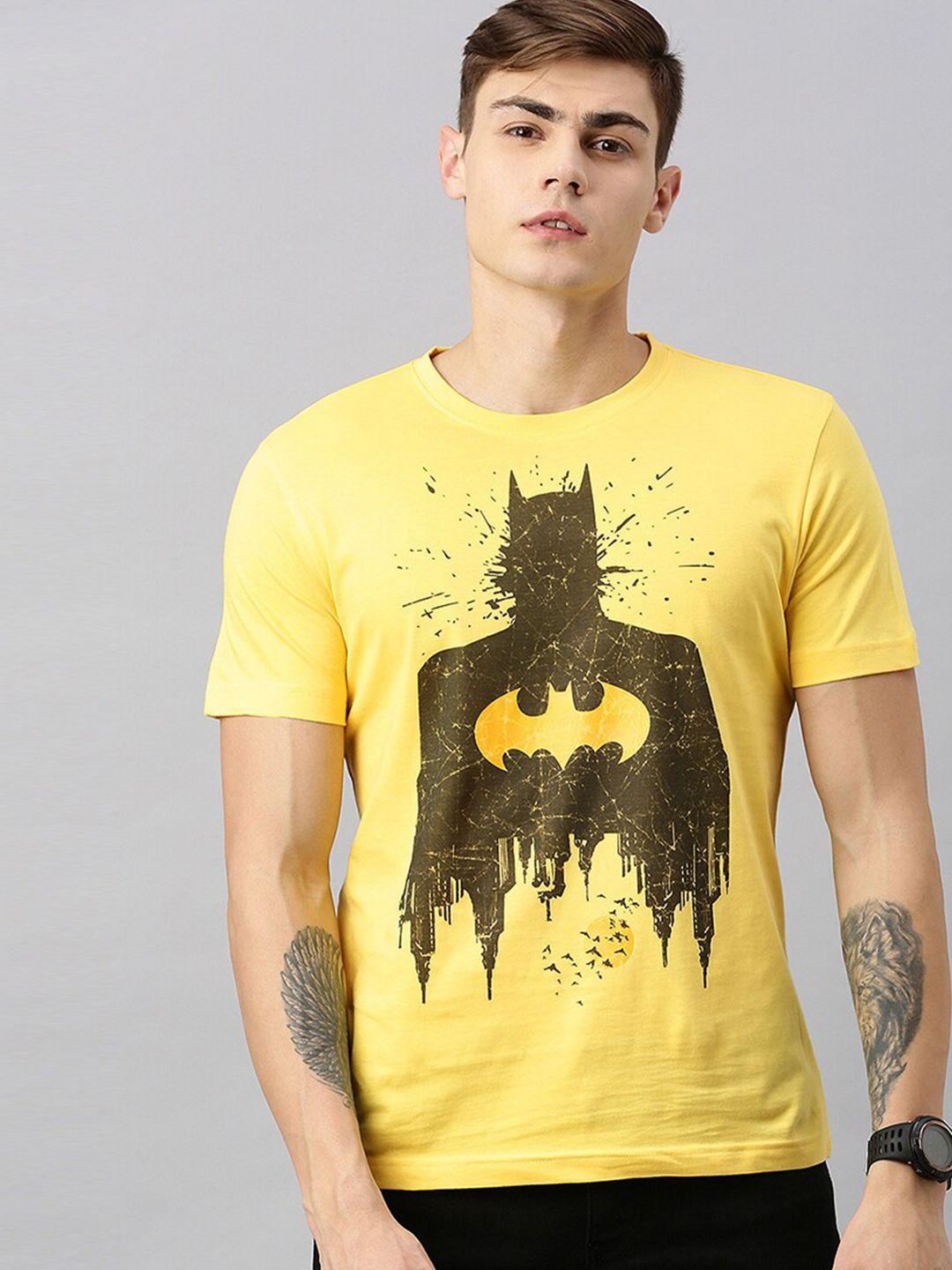 kook n keech batman men yellow batman printed round neck t-shirt