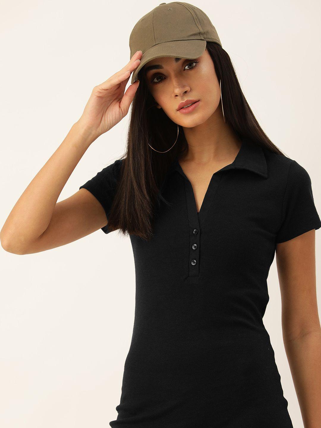 kook n keech black ribbed t-shirt dress