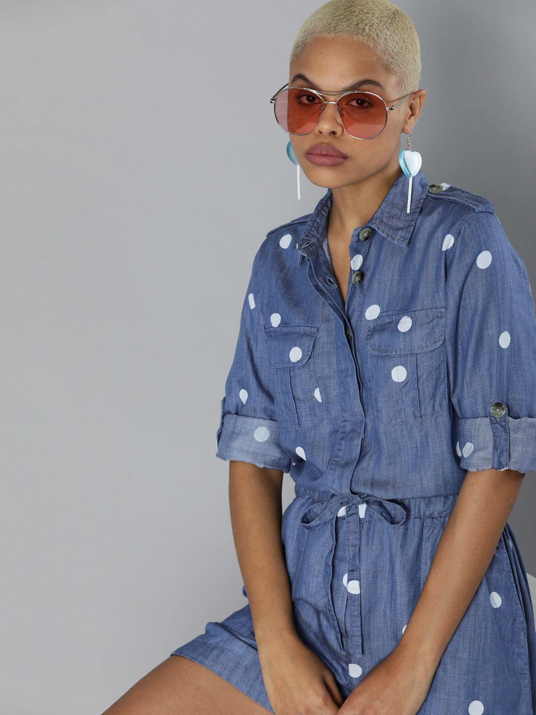 kook n keech blue printed jumpsuit with pockets