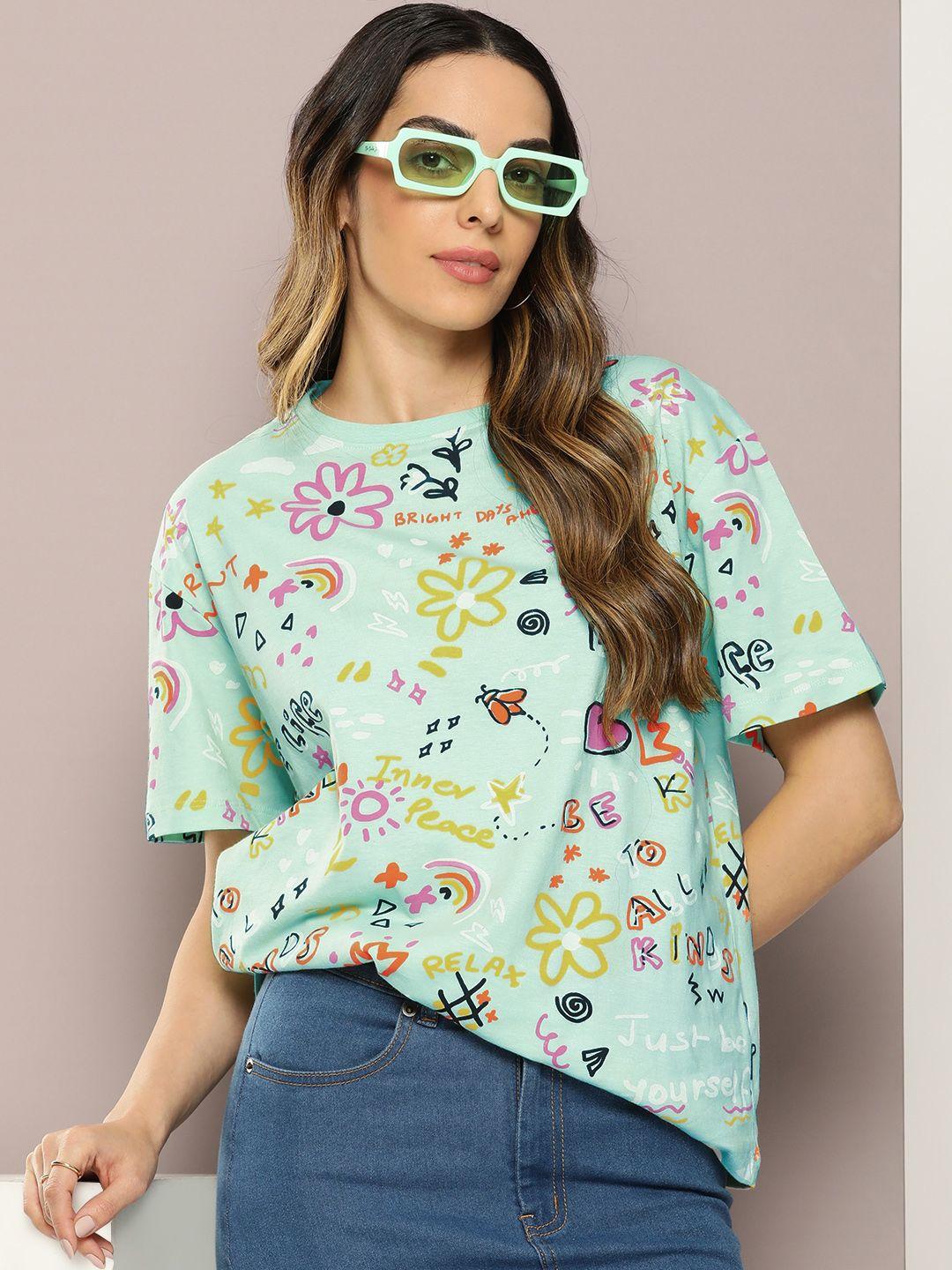 kook n keech conversational printed drop-shoulder sleeves t-shirt