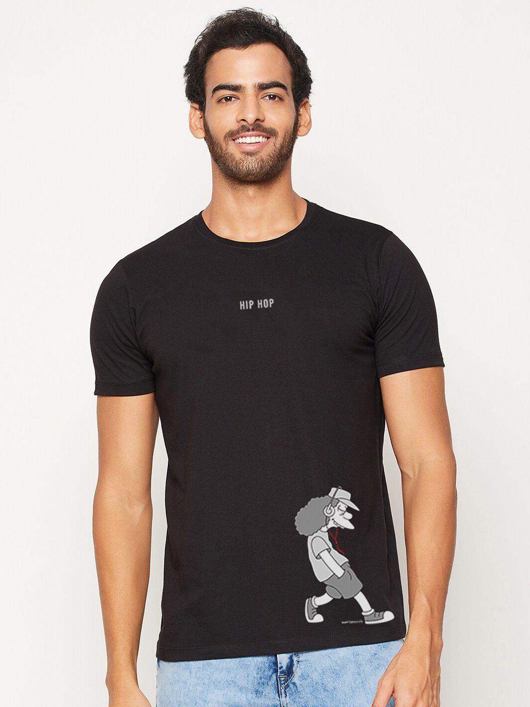 kook n keech disney men black printed t-shirt