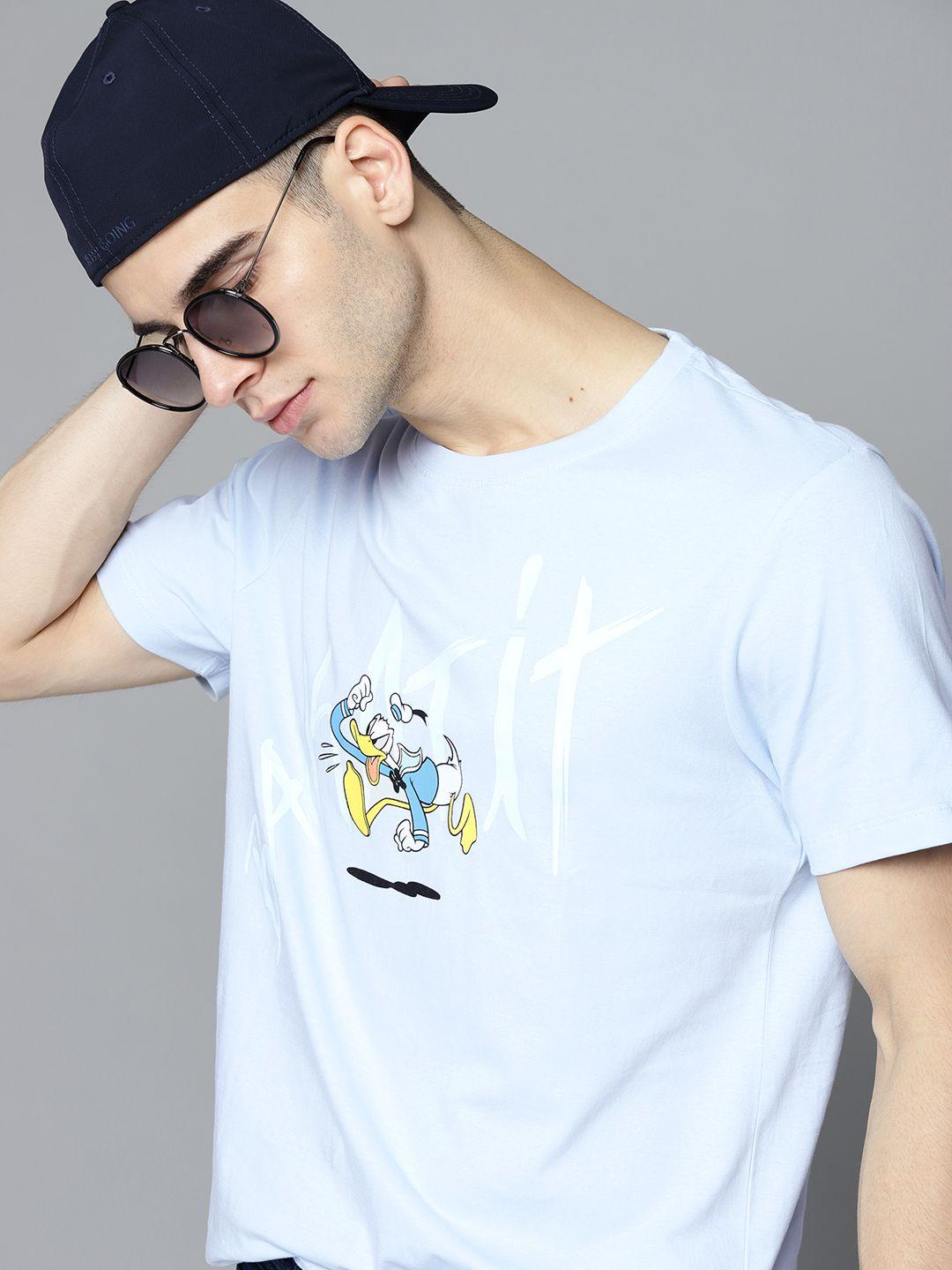 kook n keech disney men blue donald duck printed t-shirt