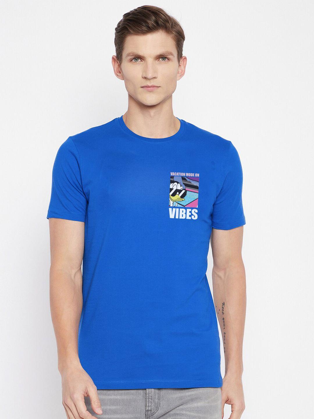 kook n keech disney men blue typography printed pure cotton t-shirt