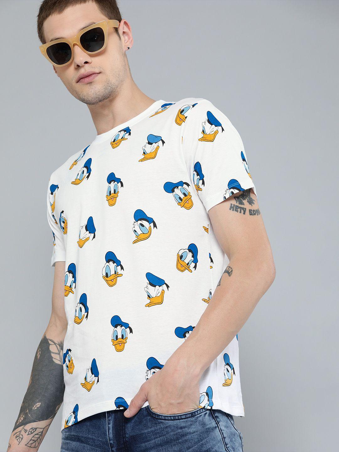 kook n keech disney men white printed round neck t-shirt