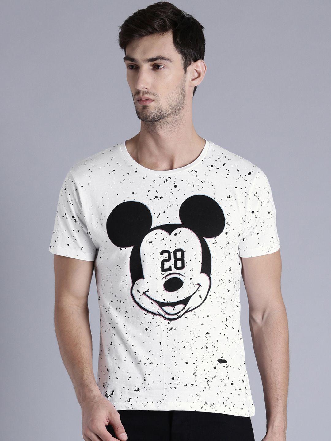 kook n keech disney men white printed round neck t-shirt