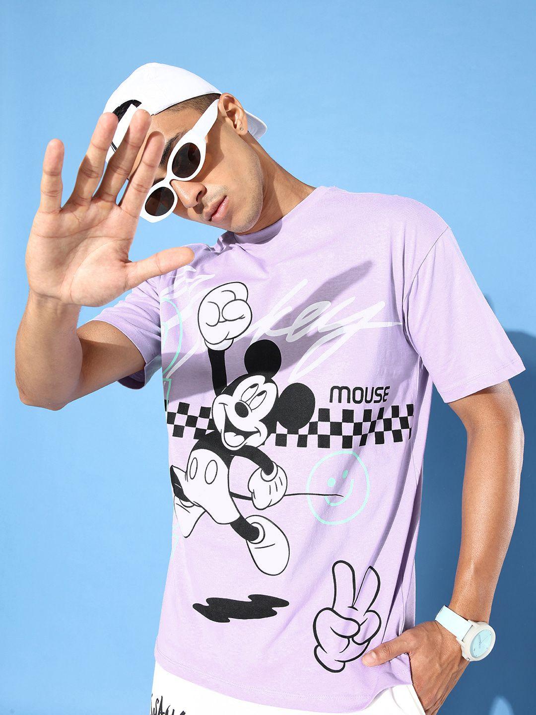 kook n keech disney mickey mouse printed drop-shoulder sleeves pure cotton t-shirt