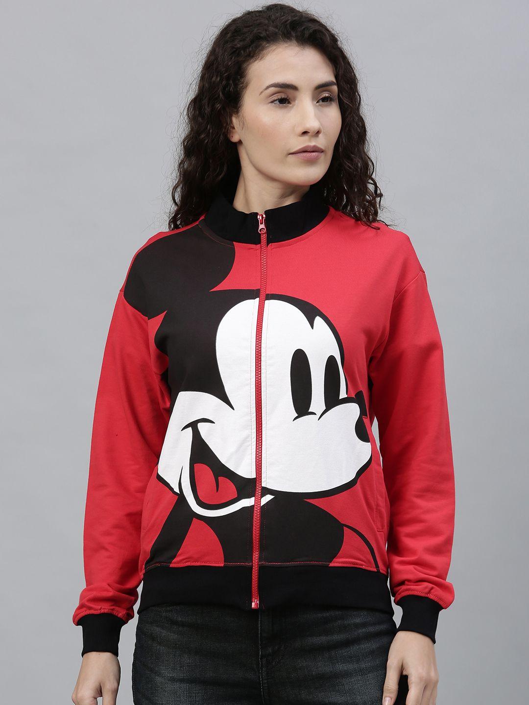 kook n keech disney women red & white mickey mouse printed sweatshirt