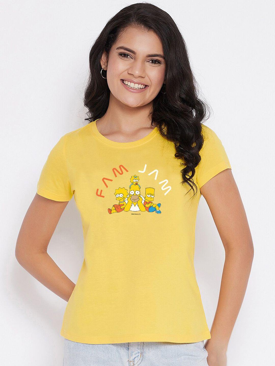 kook n keech disney women yellow typography printed t-shirt