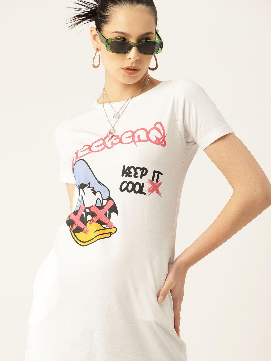 kook n keech donald duck print pure cotton t-shirt mini dress