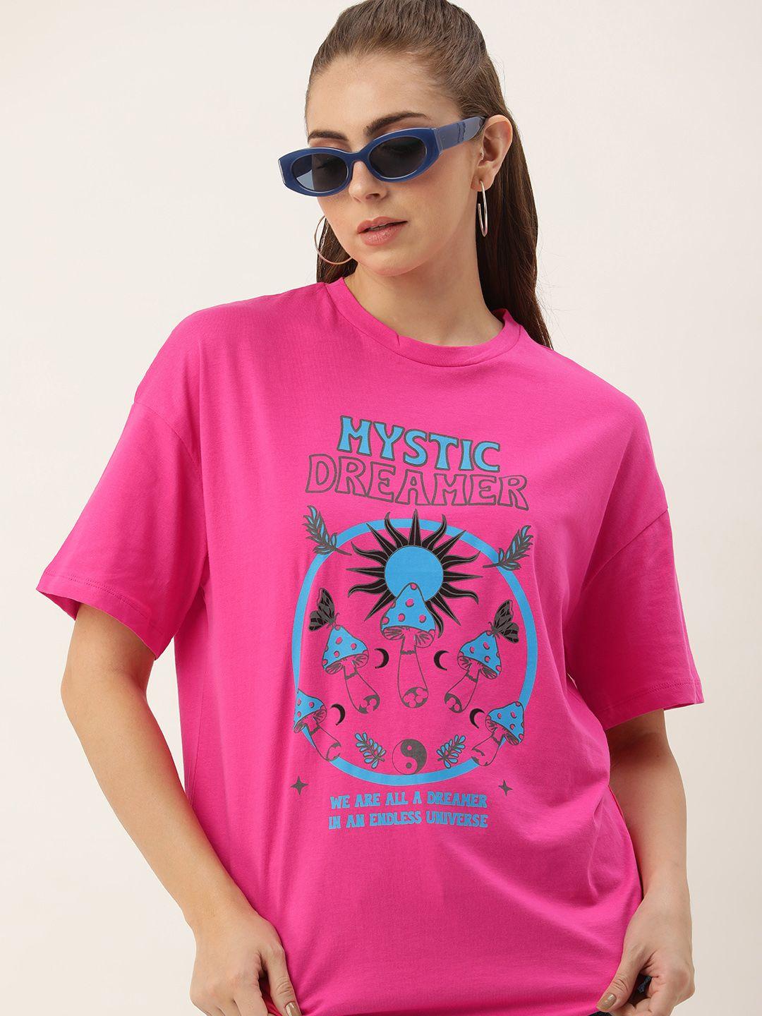 kook n keech graphic printed drop-shoulder sleeves pure cotton oversized t-shirt