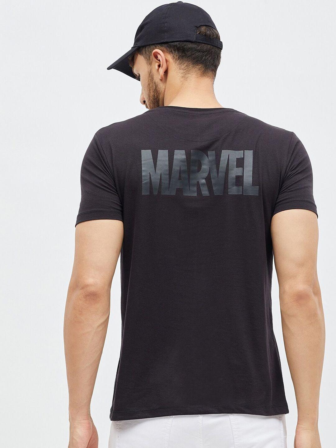kook n keech marvel men black marvel printed cotton t-shirt