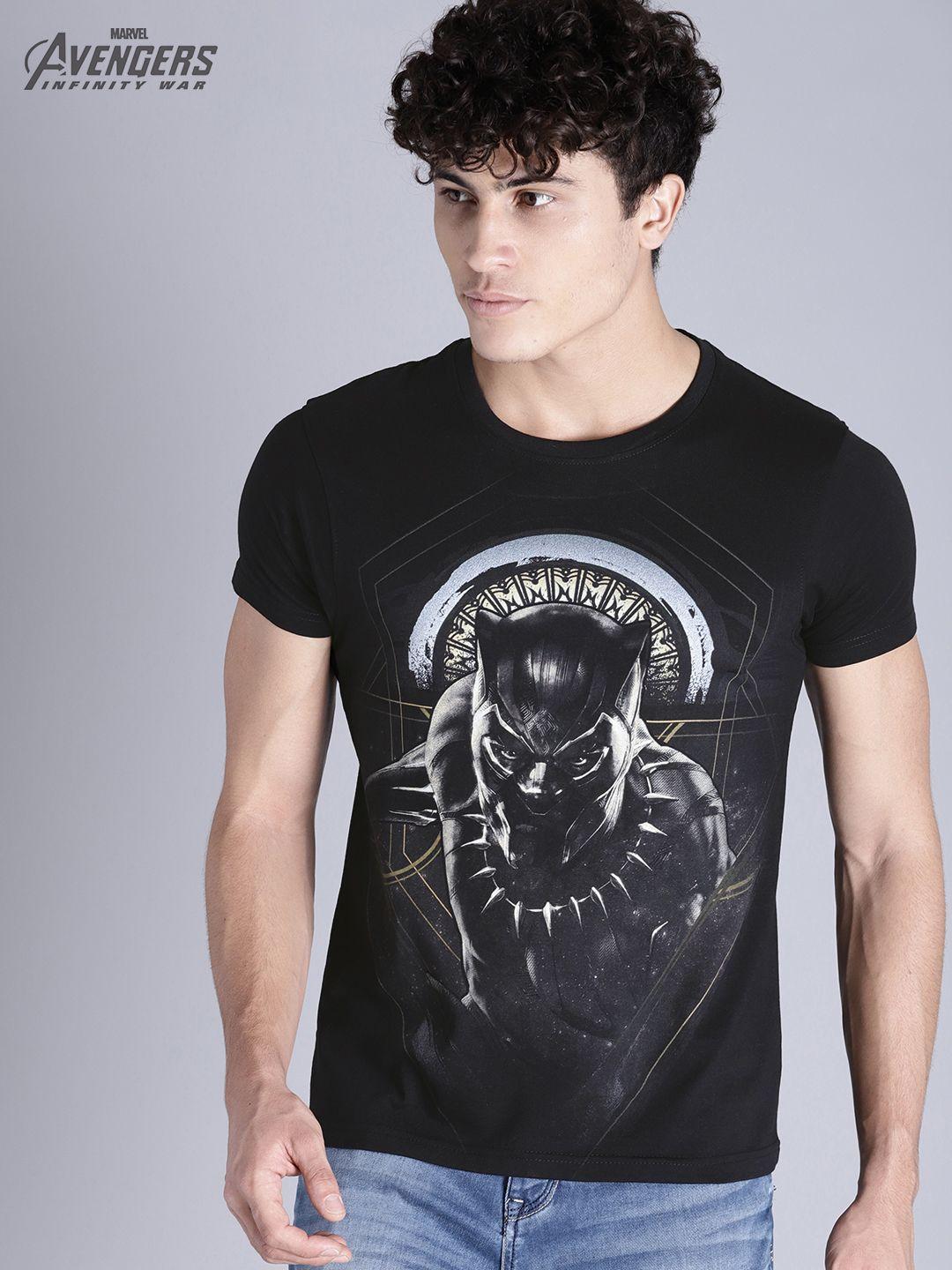 kook n keech marvel men black printed round neck pure cotton t-shirt