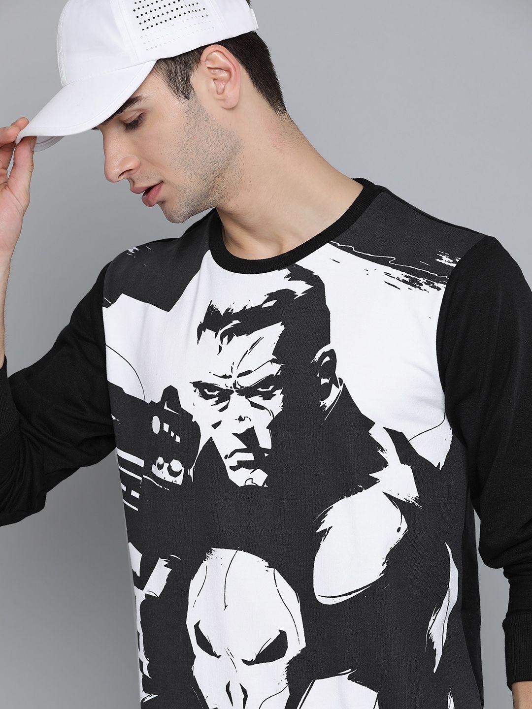 kook n keech marvel men black printed sweatshirt