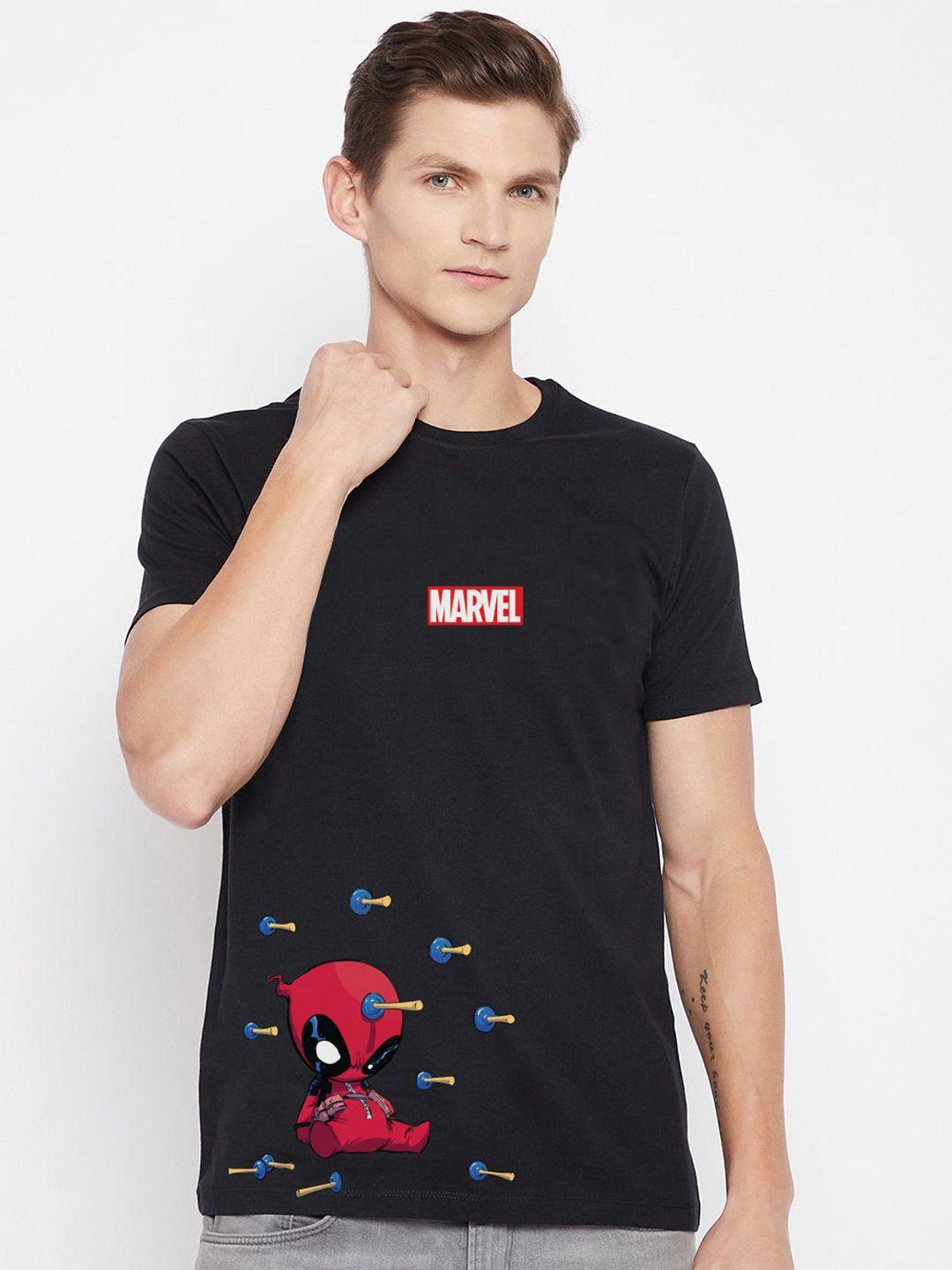 kook n keech marvel men black printed t-shirt