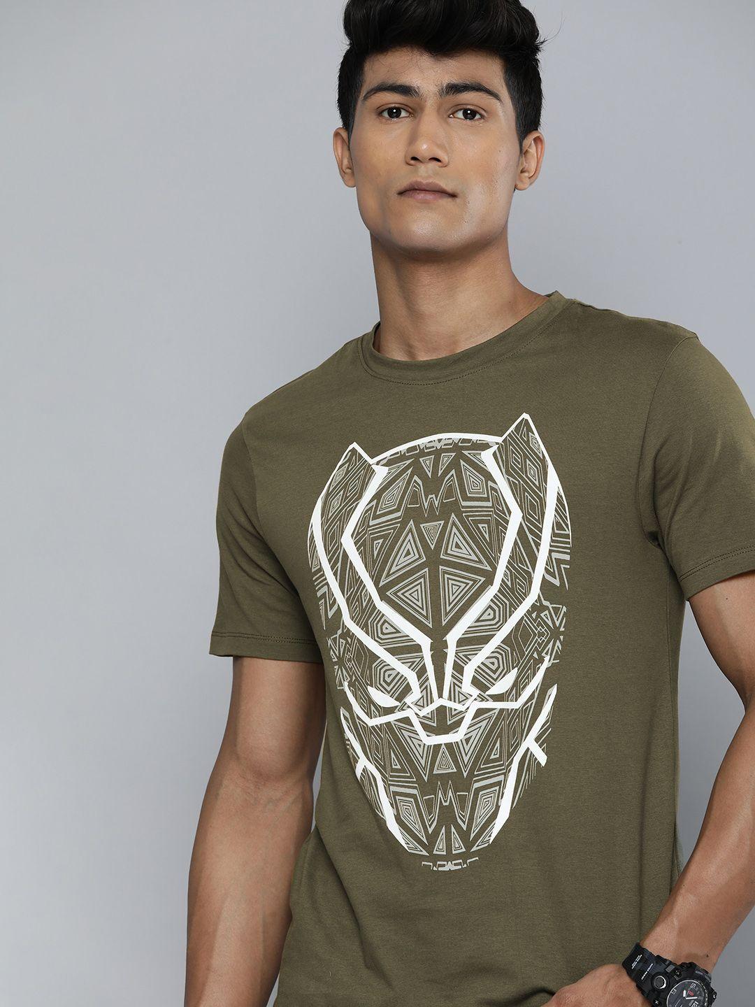 kook n keech marvel men olive green iron man print pure cotton t-shirt