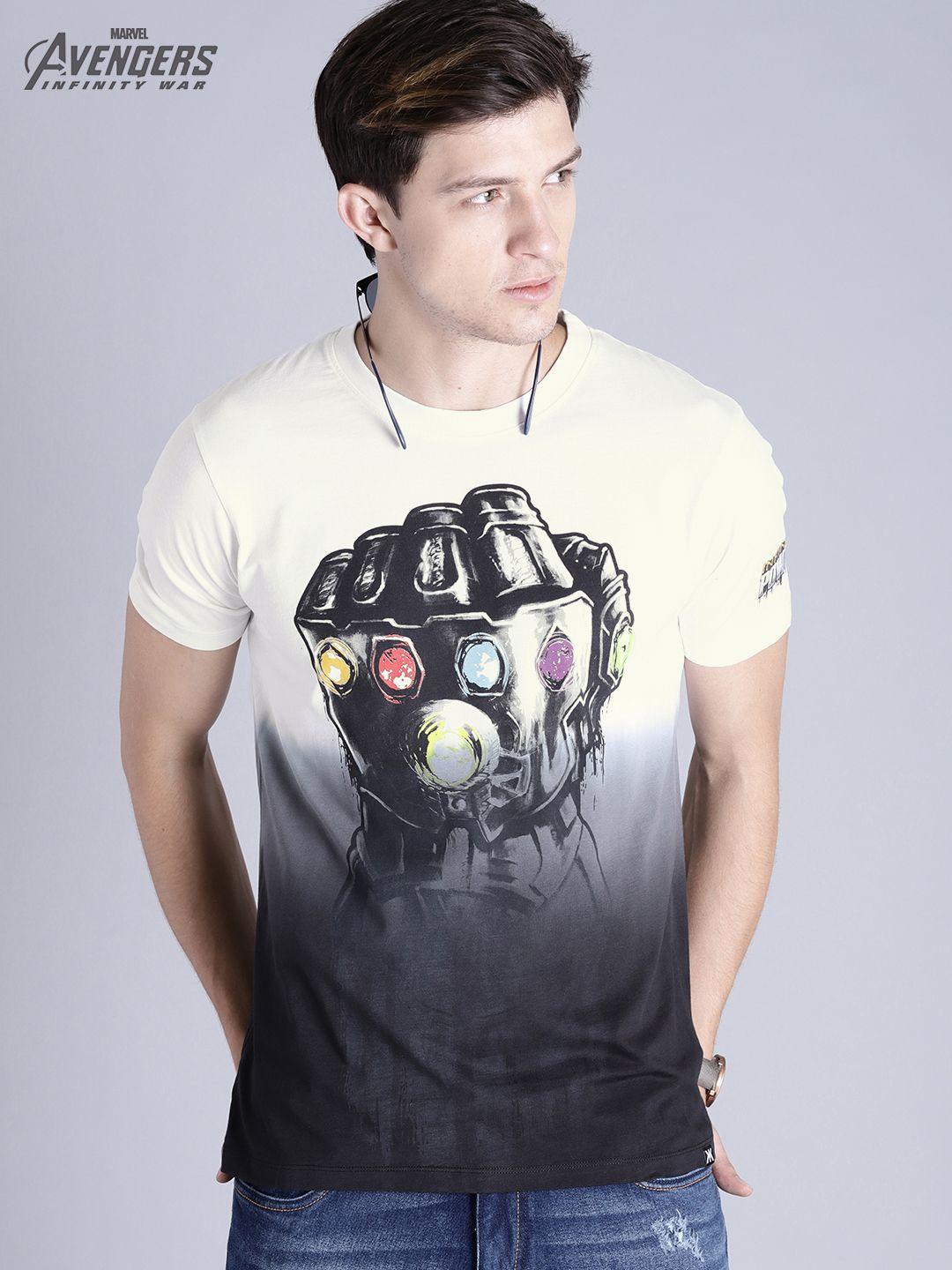 kook n keech marvel men white  black printed round neck pure cotton t-shirt