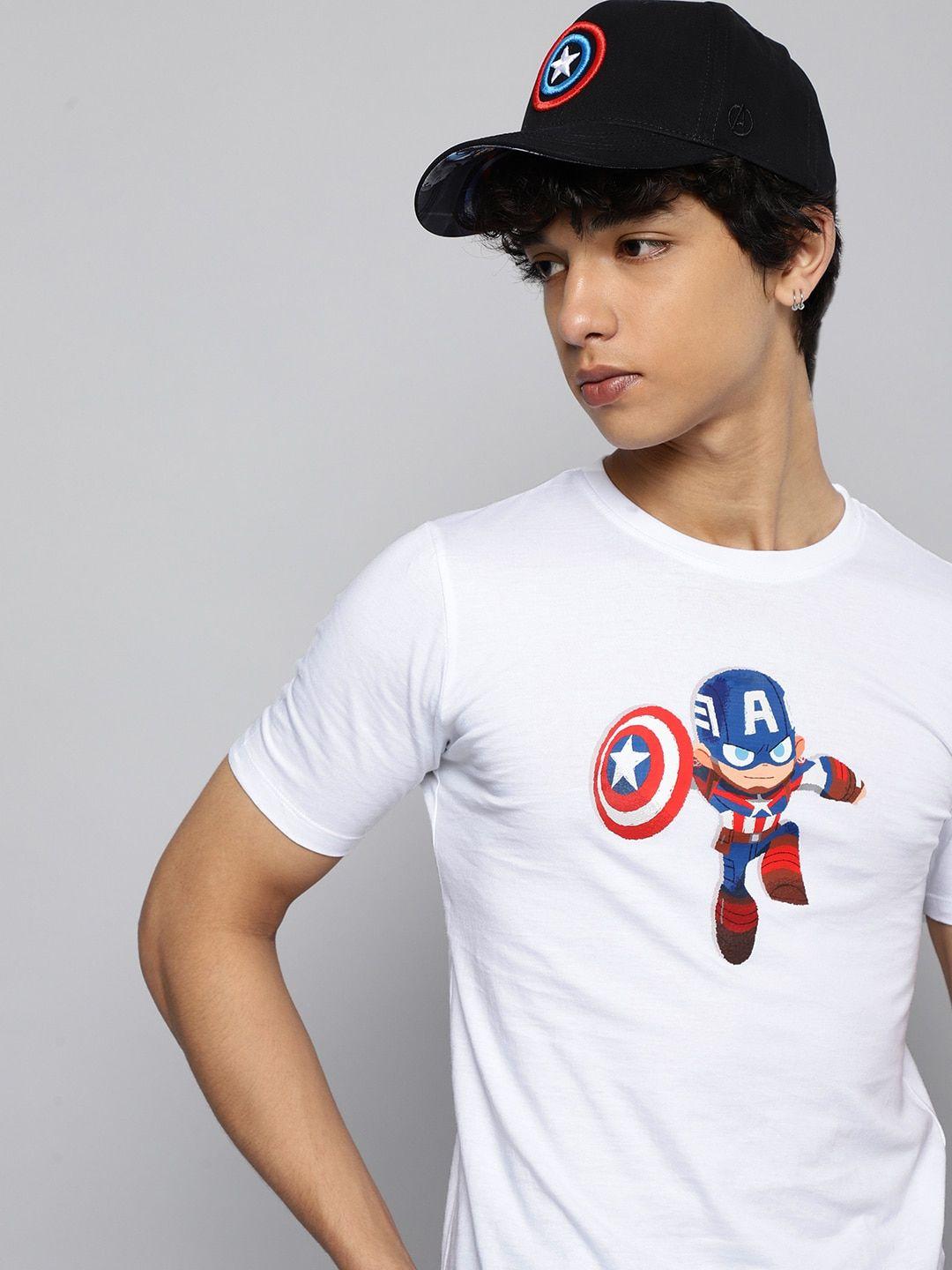 kook n keech marvel teens boys white printed pure cotton t-shirt