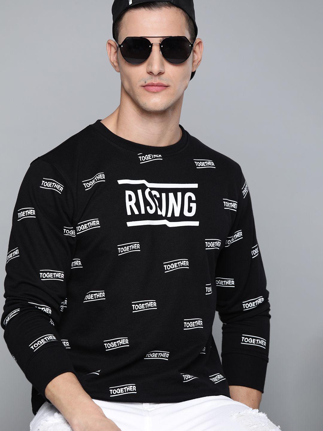 kook n keech men black printed sweatshirt