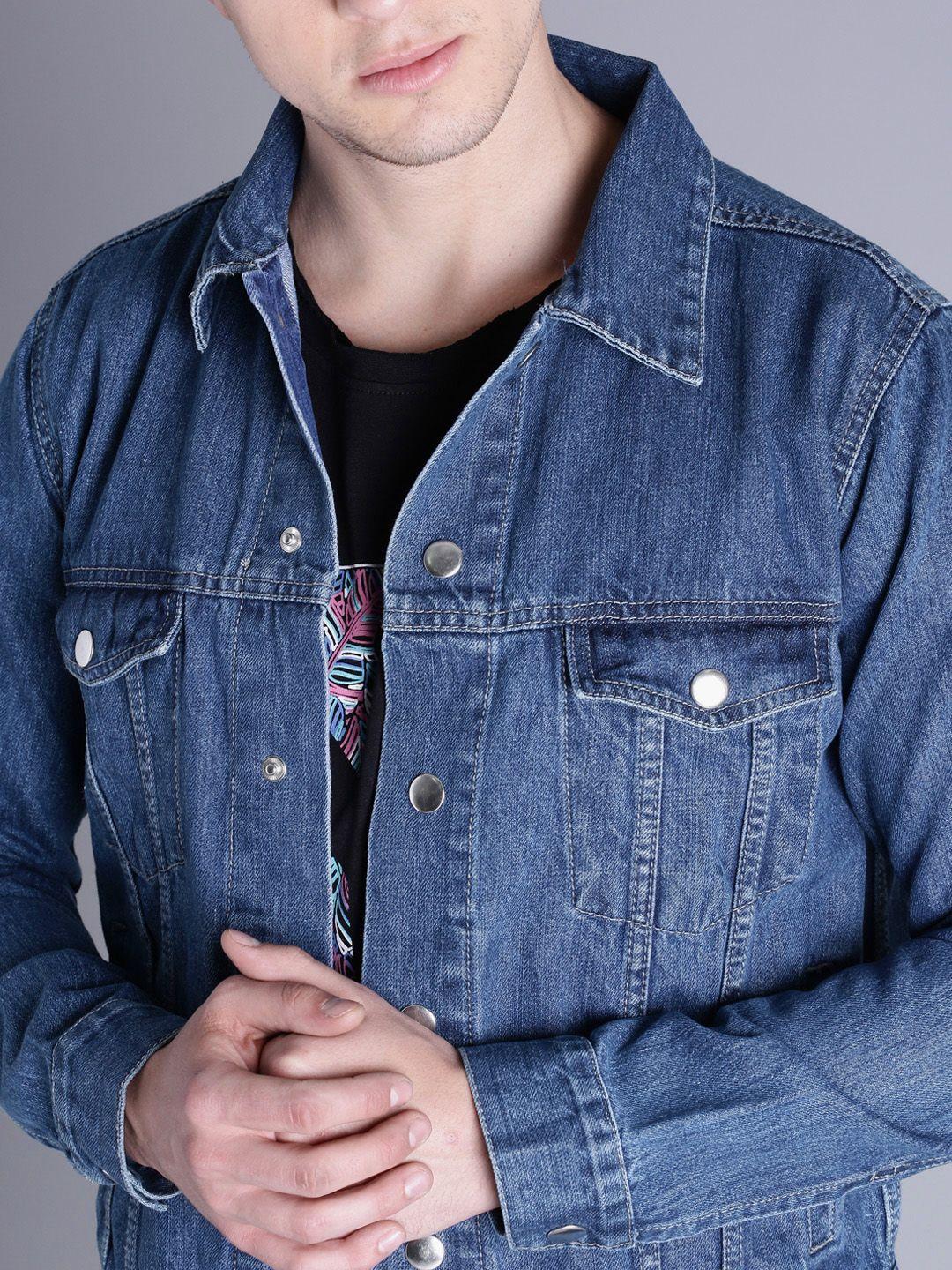 kook n keech men blue solid denim jacket