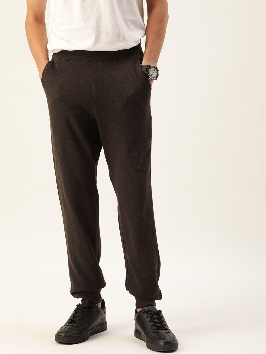 kook n keech men brown solid pure cotton joggers