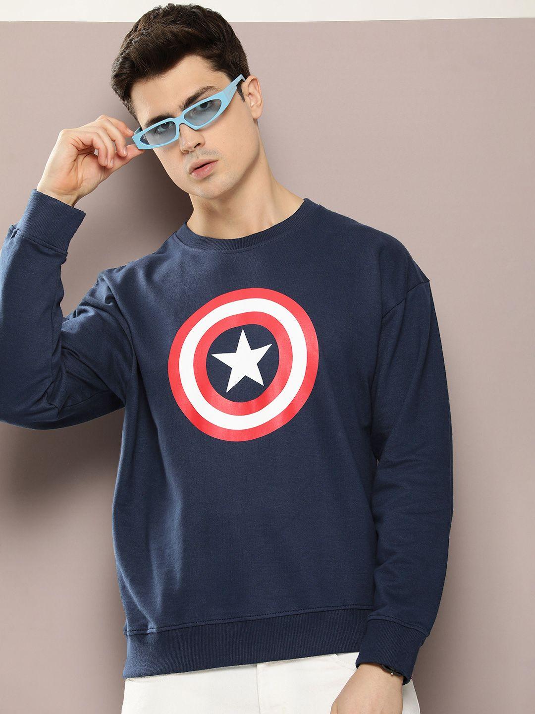 kook n keech men captain america printed sweatshirt