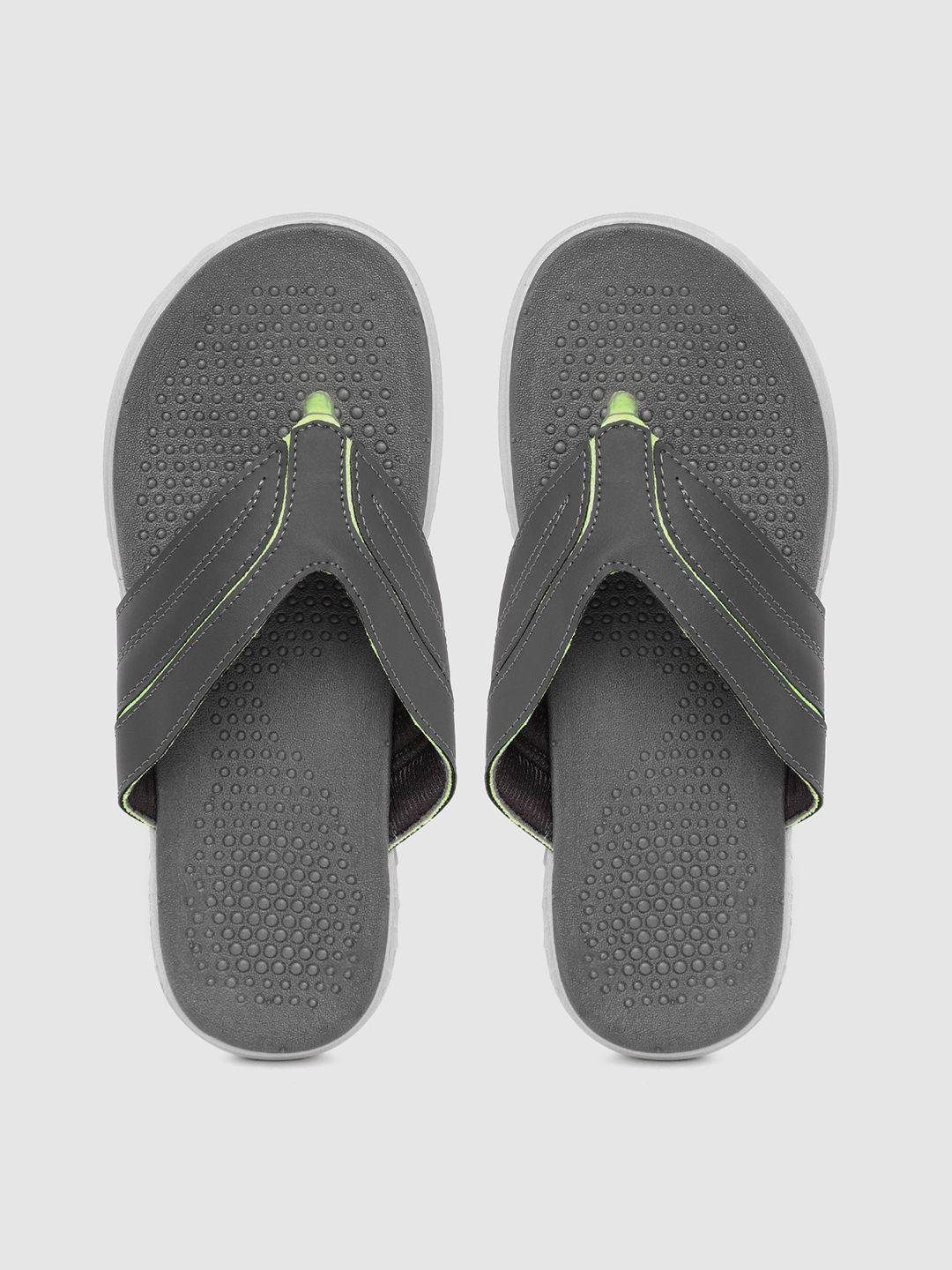 kook n keech men charcoal grey solid thong flip-flops