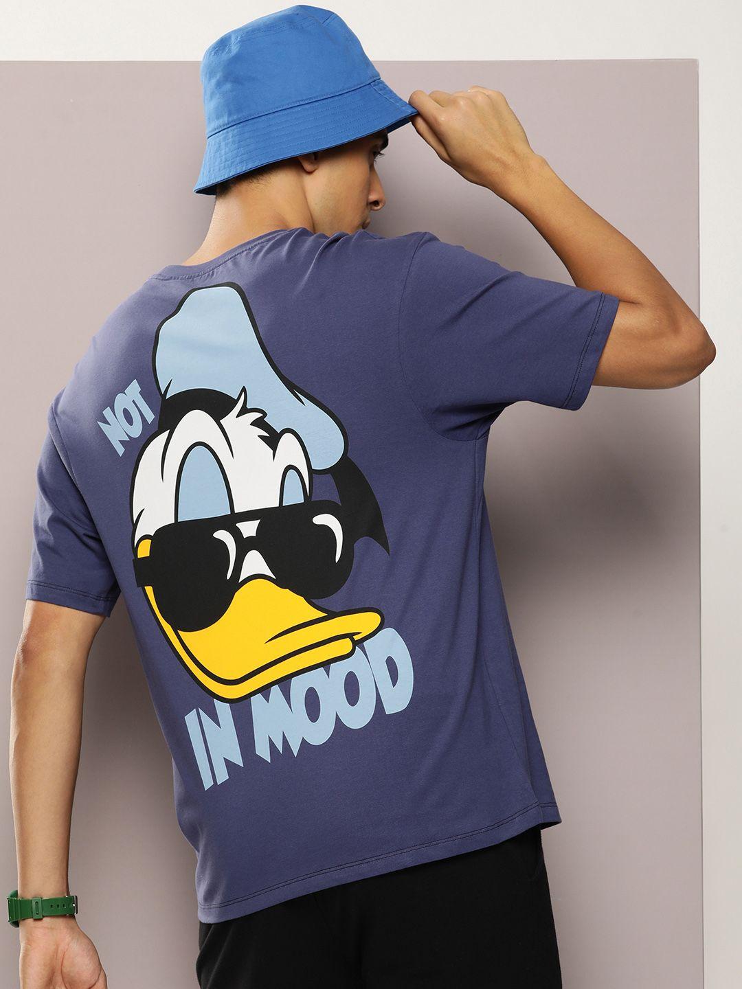 kook n keech men donald duck printed drop-shoulder sleeves oversized pure cotton t-shirt