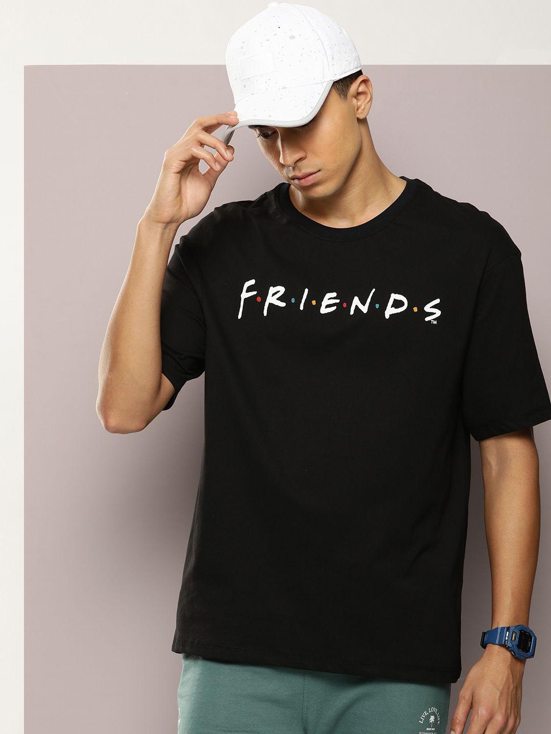 kook n keech men friends printed drop-shoulder sleeves oversized pure cotton t-shirt