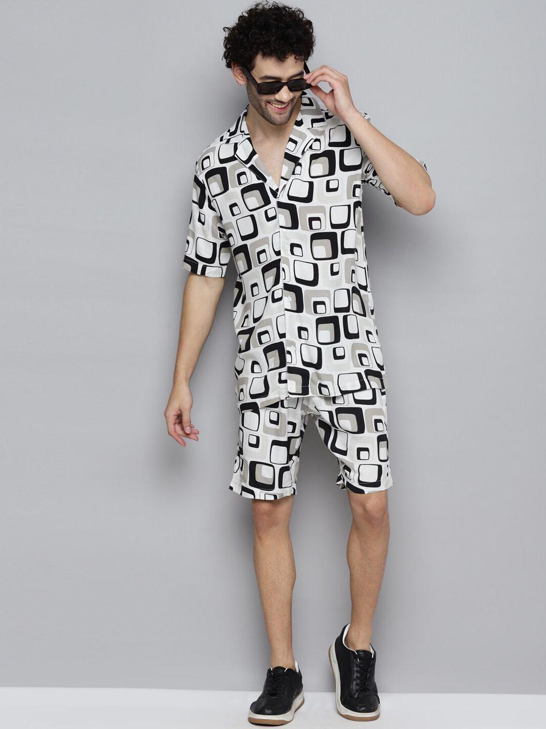 kook n keech men geometric printed loose fit shorts