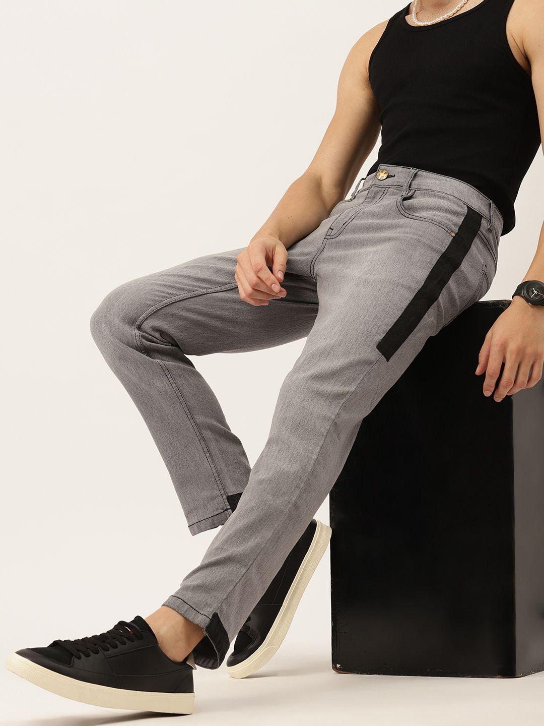 kook n keech men gloomy grey taping detail stretchable the digital jeans