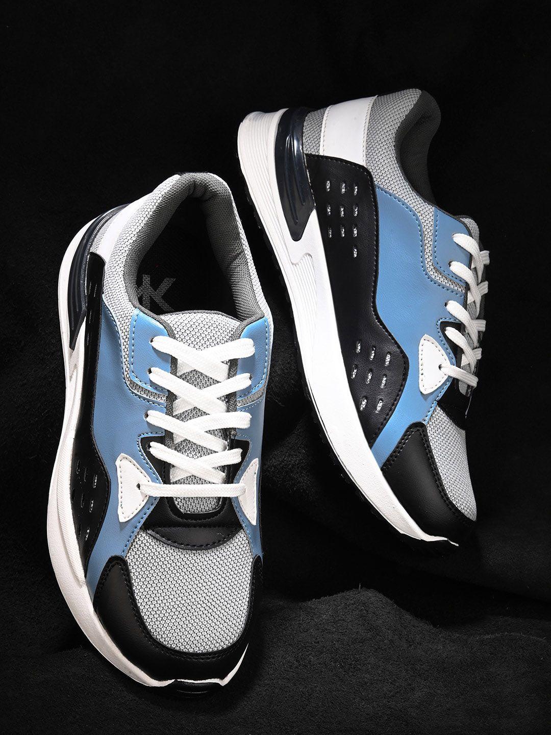 kook n keech men grey & blue colourblocked  comfort insole sneakers