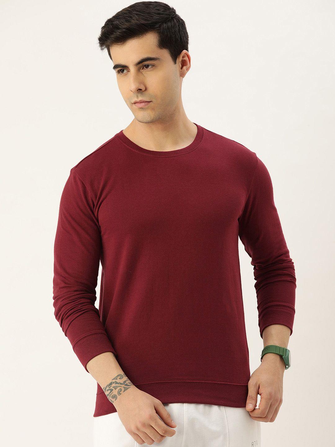 kook n keech men maroon solid sweatshirt