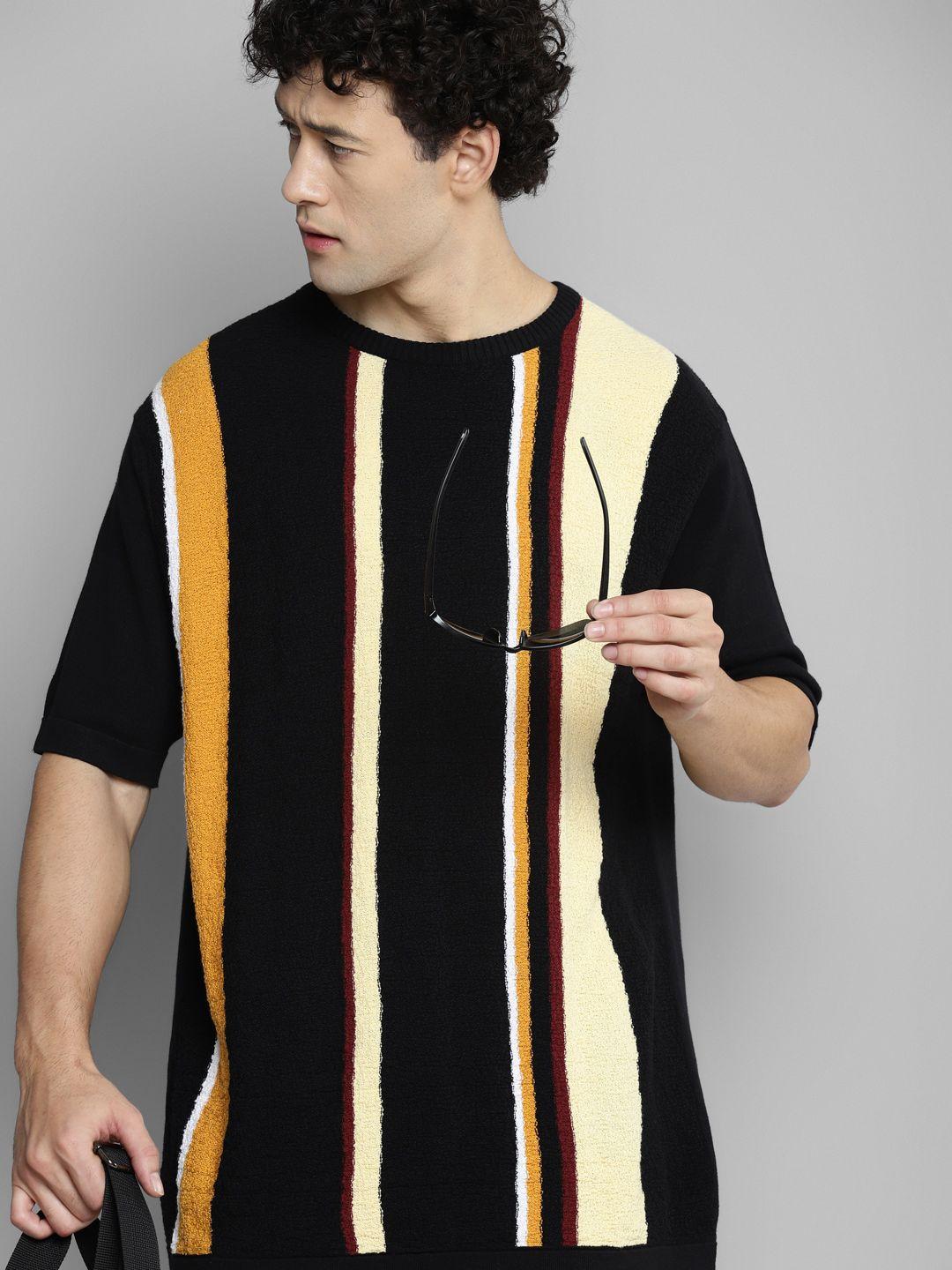 kook n keech men multicoloured striped pockets t-shirt