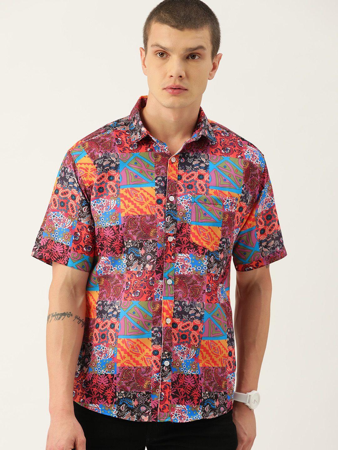 kook n keech men pink relaxed opaque printed casual shirt