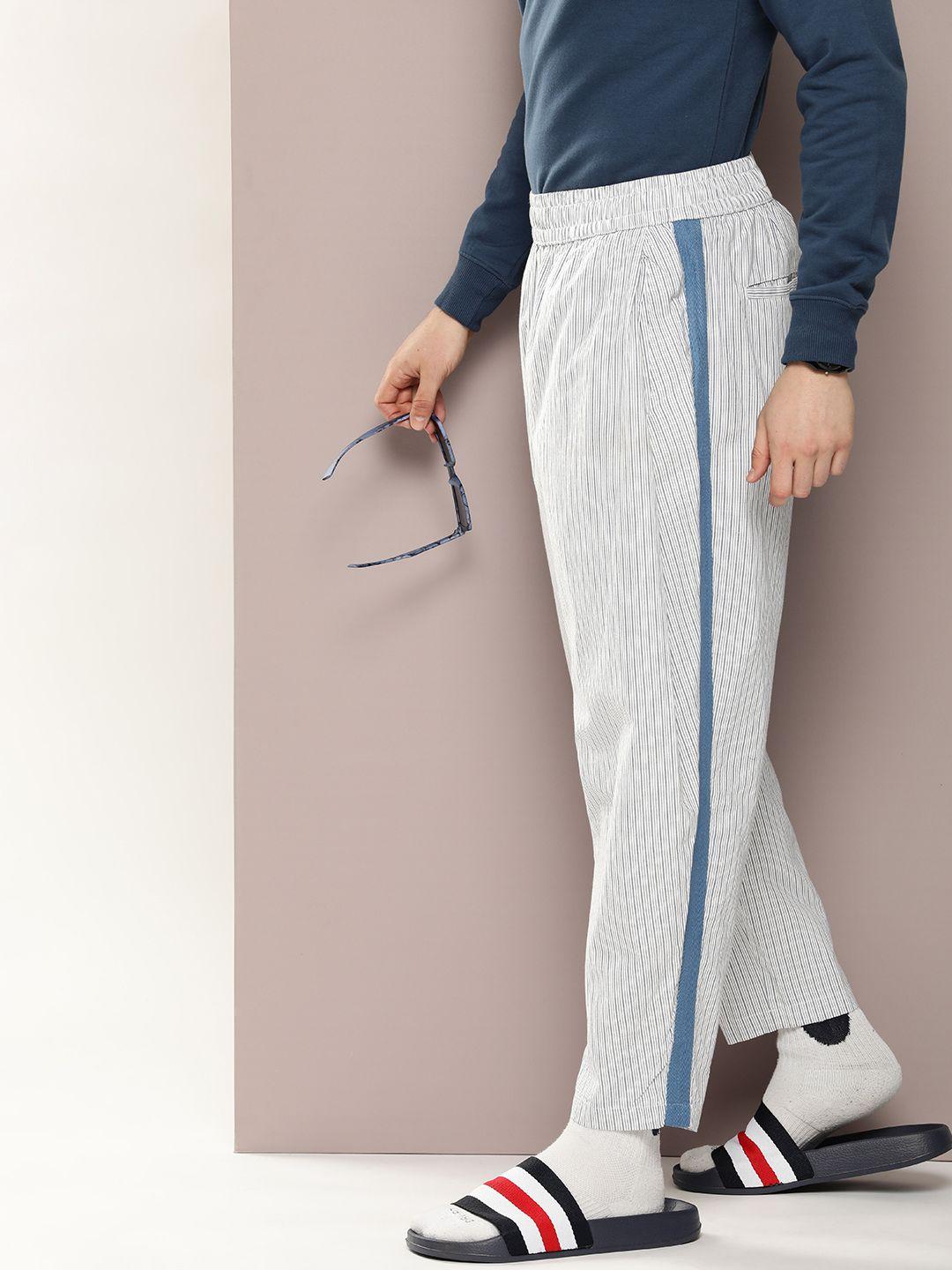 kook n keech men striped pure cotton relaxed trousers