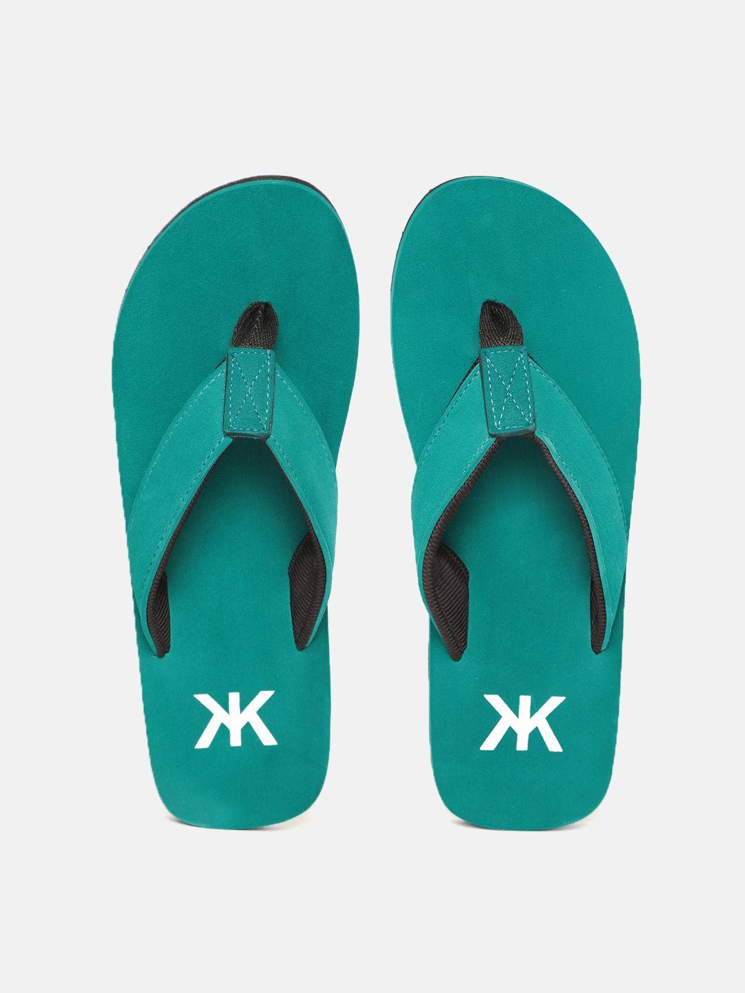 kook n keech men teal green solid thong flip-flops