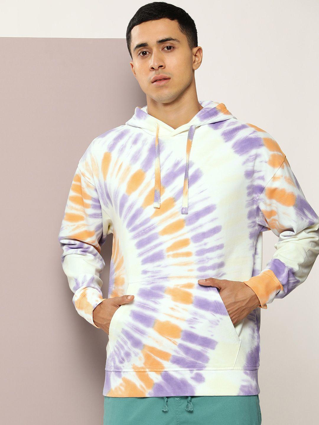 kook n keech men tie & dye hooded cotton sweatshirt