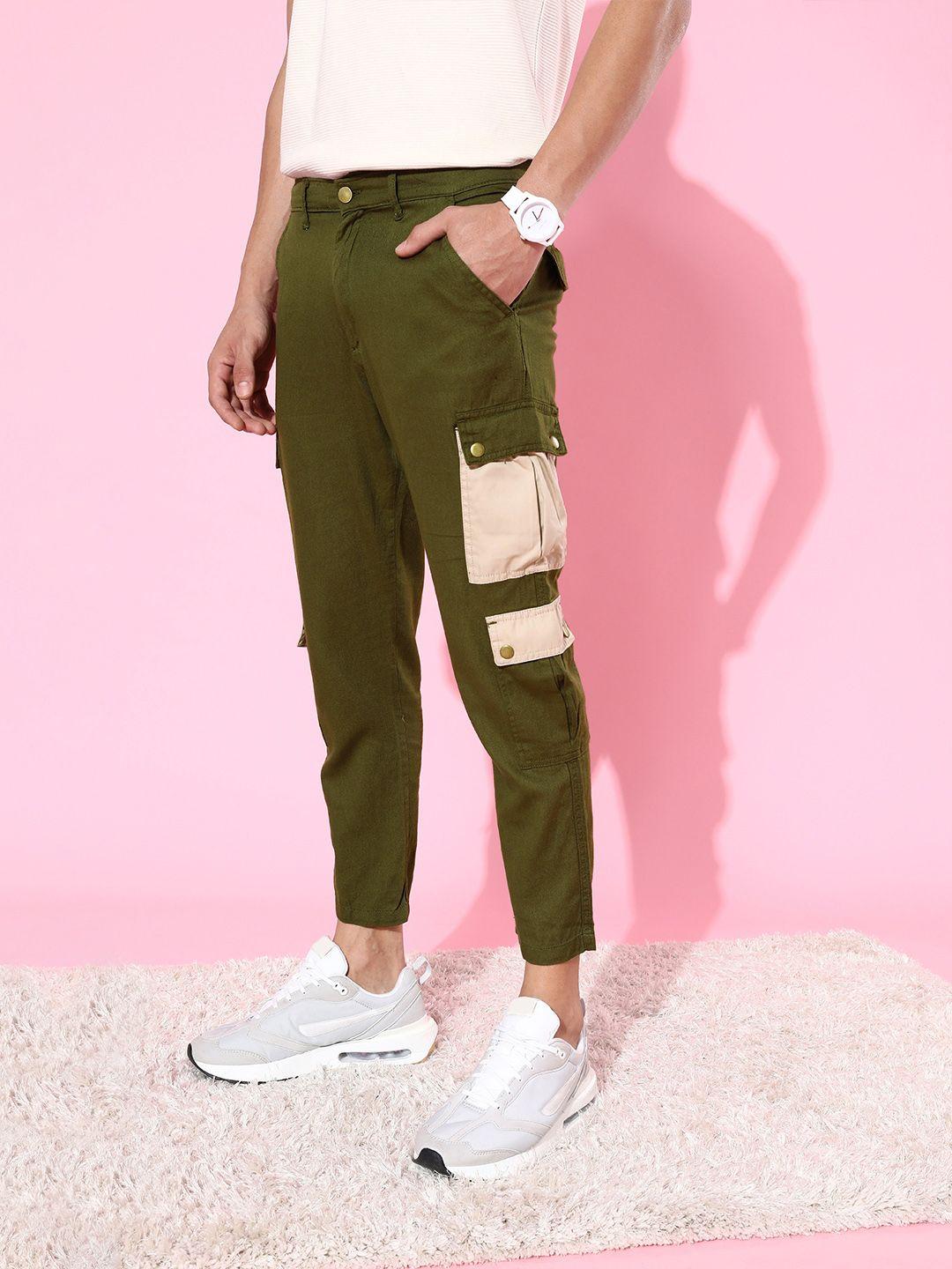 kook n keech men trendy olive solid updated cargos