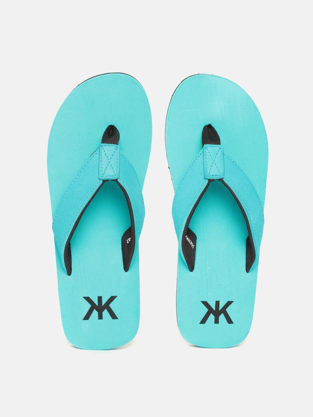 kook n keech men turquoise blue solid thong flip-flops