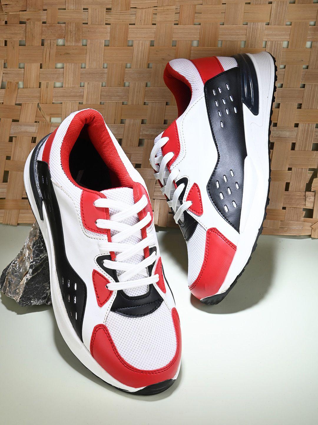 kook n keech men white & red colourblocked comfort insole sneakers