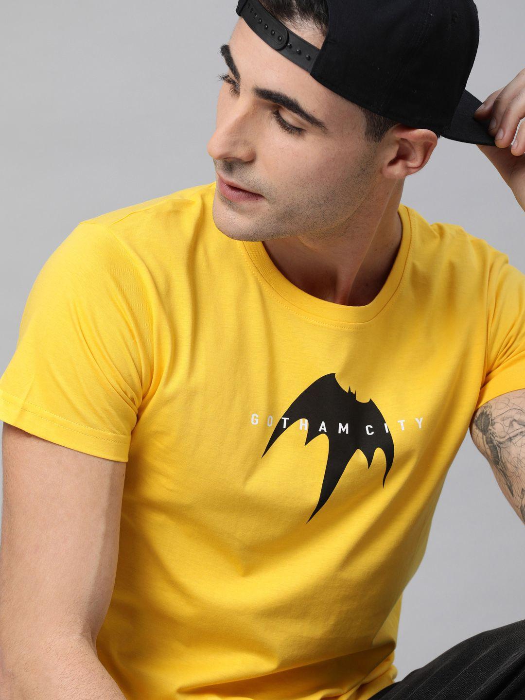 kook n keech men yellow printed round neck t-shirt