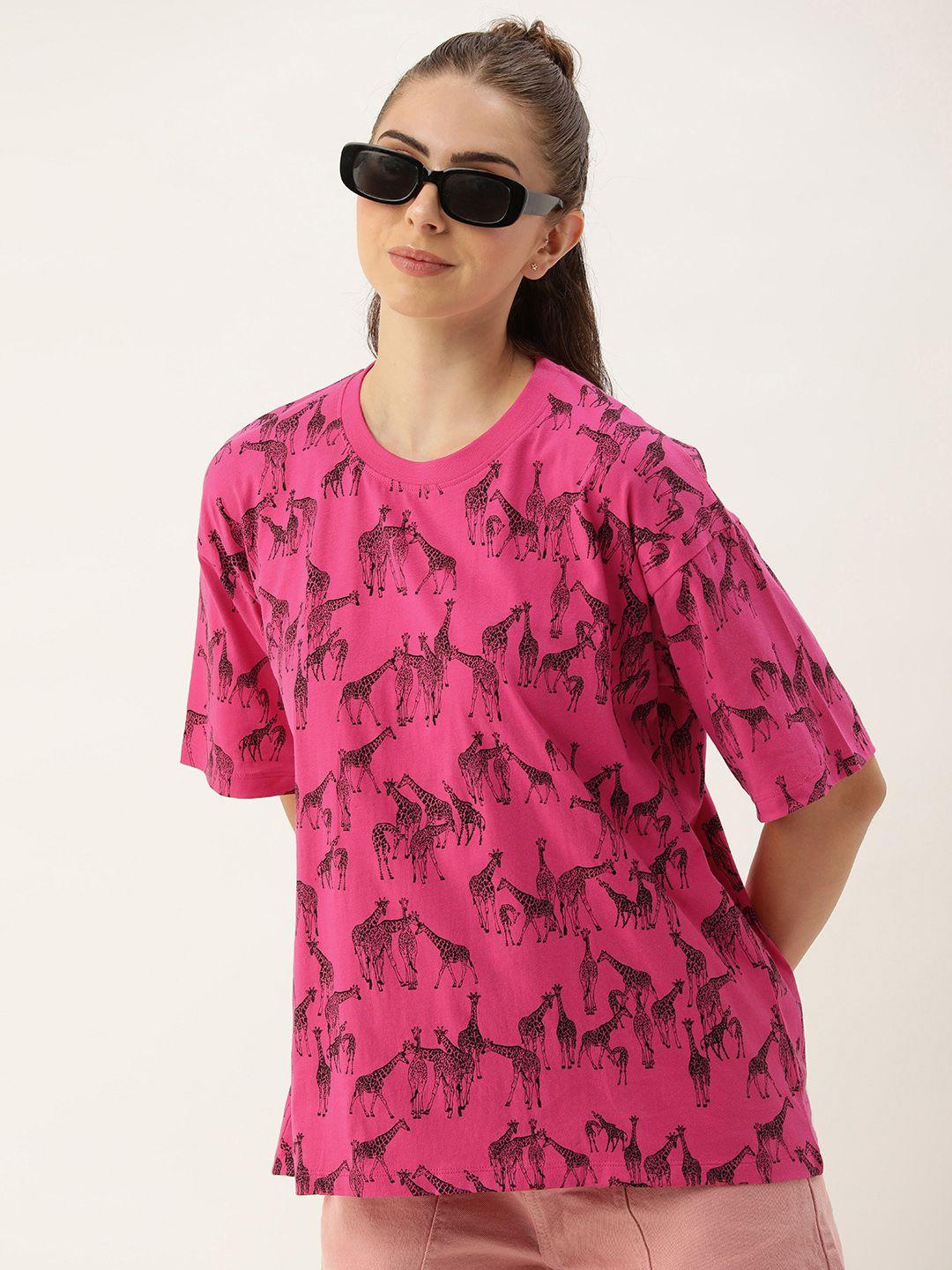 kook n keech printed drop-shoulder sleeves oversized longline pure cotton t-shirt